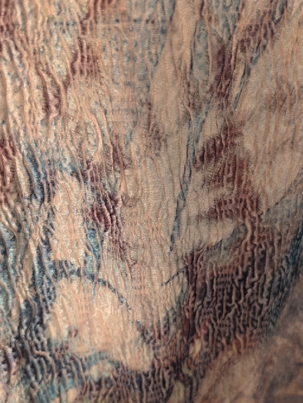 Like New Coldwater Creek Long Sleeve Scoop Neck Top in Tan and Blue 14/16 - Picture 10 of 11